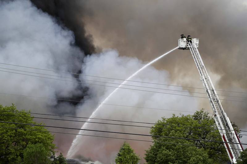 Area firefighters battle a blaze at Pheasant Run Resort Saturday May 21, 2022 in St. Charles.