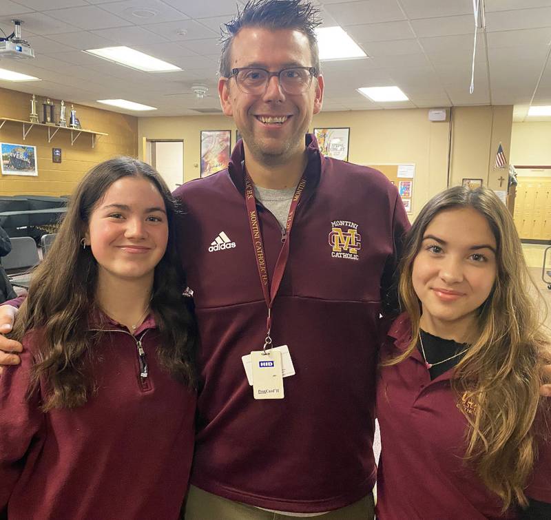 Pictured from left are  Maryfaith Considine of Naperville, Montini Catholic High School music teacher Donnie Glowinski and Samantha Menapace of Downers Grove.