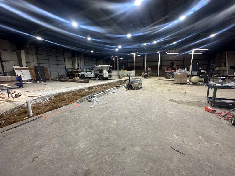 Construction is underway Tuesday, Feb. 5, 2024, at the new Moore Tires location in Rock Falls.