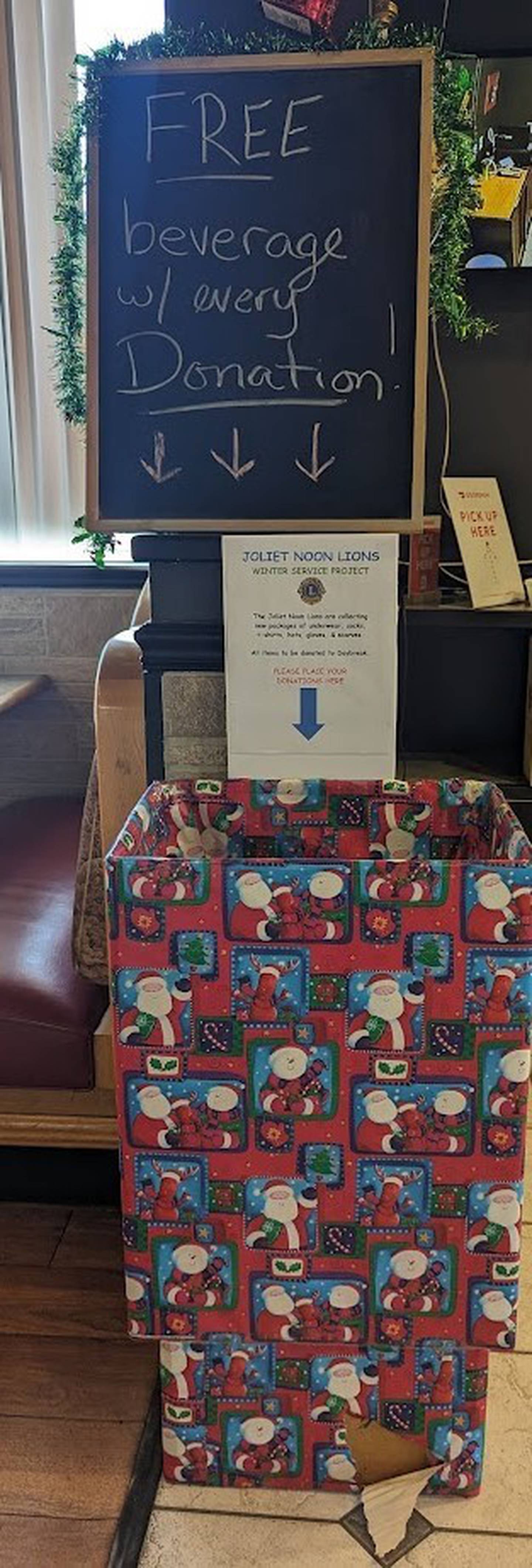 The Joliet Noon Lions are collecting new packages of select clothing items through Dec. 14 as part of its Second Annual Warm Apparel drive. Place items into the collection box at the Silver Spoon Restaurant in Joliet.