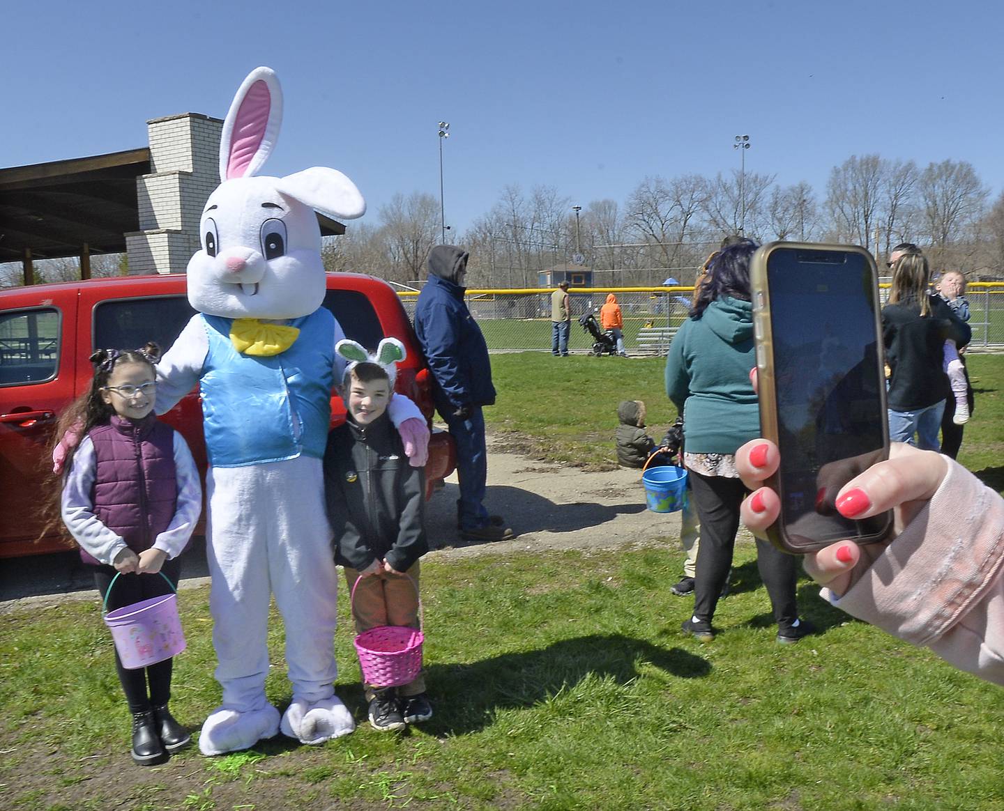 After the Easter egg hunt Saturday, April 16, 2022, at Danny Carey Memorial Park in Utica, the Easter Bunny was on hand to pose for photos.