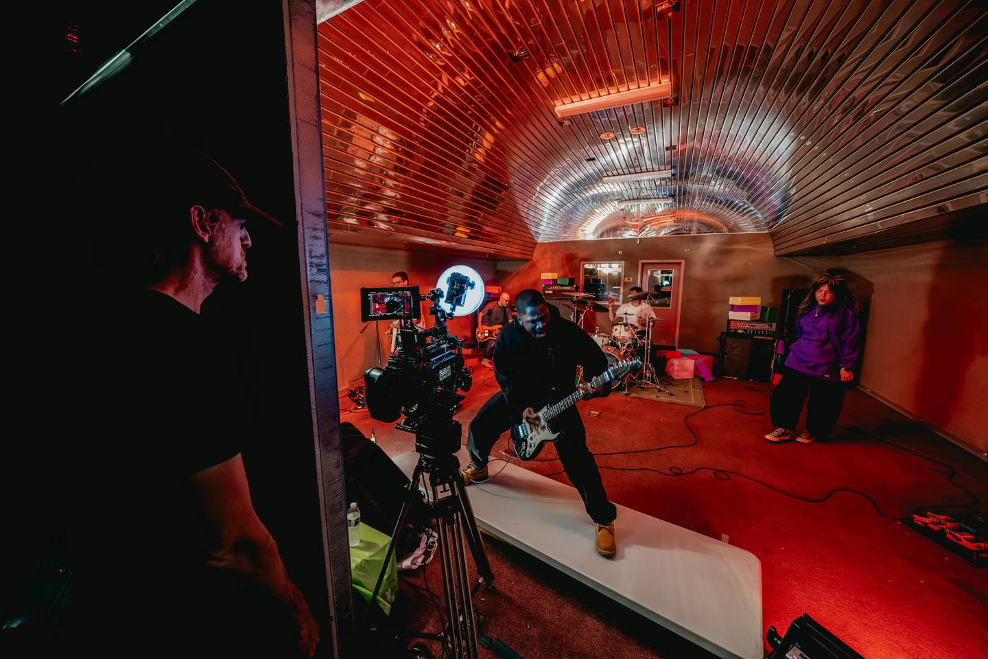 Boston-based rock band Fleshwater records a music video for their song "Last Escape" at Northfield Square mall in Bradley.