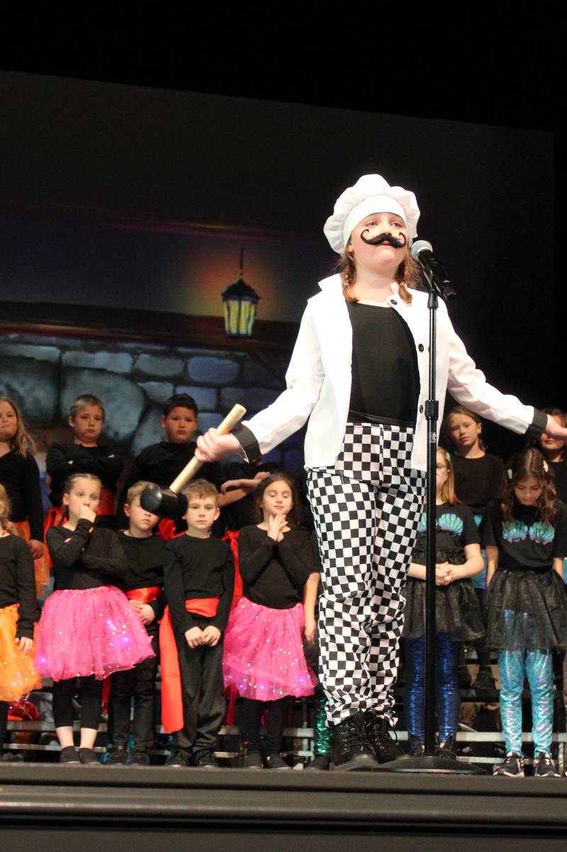 Chef Louis (Scarlet Lesak) sings during the Streator Elementary Schools production of "The Little Mermaid Jr." Friday, May 5, 2023, at the Streator High School Auditorium.
