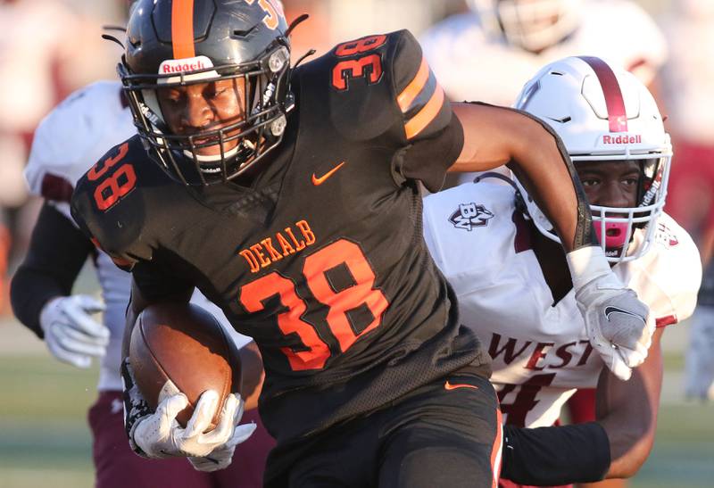 DeKalb running back Jamari Brown gets behind the Belleville West defense to score a touchdown during their game Friday, Sep. 10, 2021 at DeKalb High School.