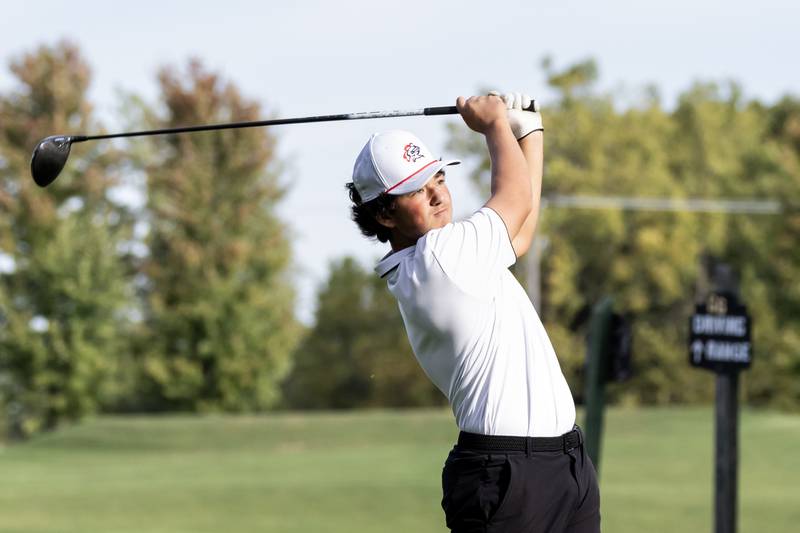 Lincoln-Way Central’s Mathew Press competes in the IHSA Boys’ Class 3A Regional at Green Garden in Frankfort on Oct. 1, 2025.