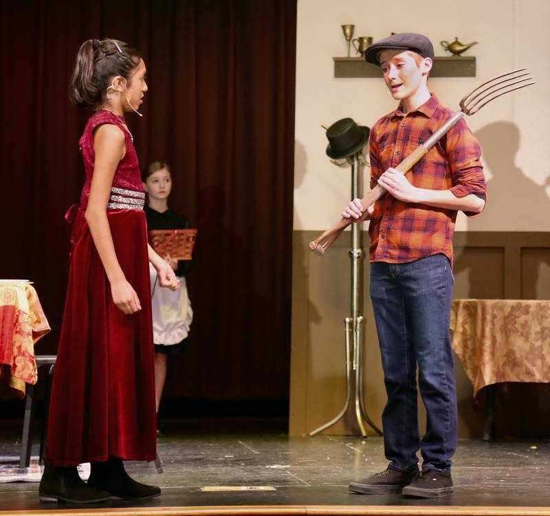 April Tecuatl and John Thill perform in Kaneland Harter Middle School’s production of “How to Host a Murder Mystery Dinner Party (In 15 Simple Steps)” on Saturday, Oct. 15, 2022 in Sugar Grove.