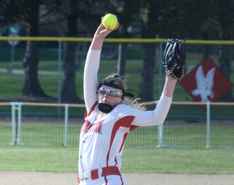 Oregon's Isabelle Berg struck out 13 Rock Falls' batters on Monday, April 14, 2025 at Oregon Park West.