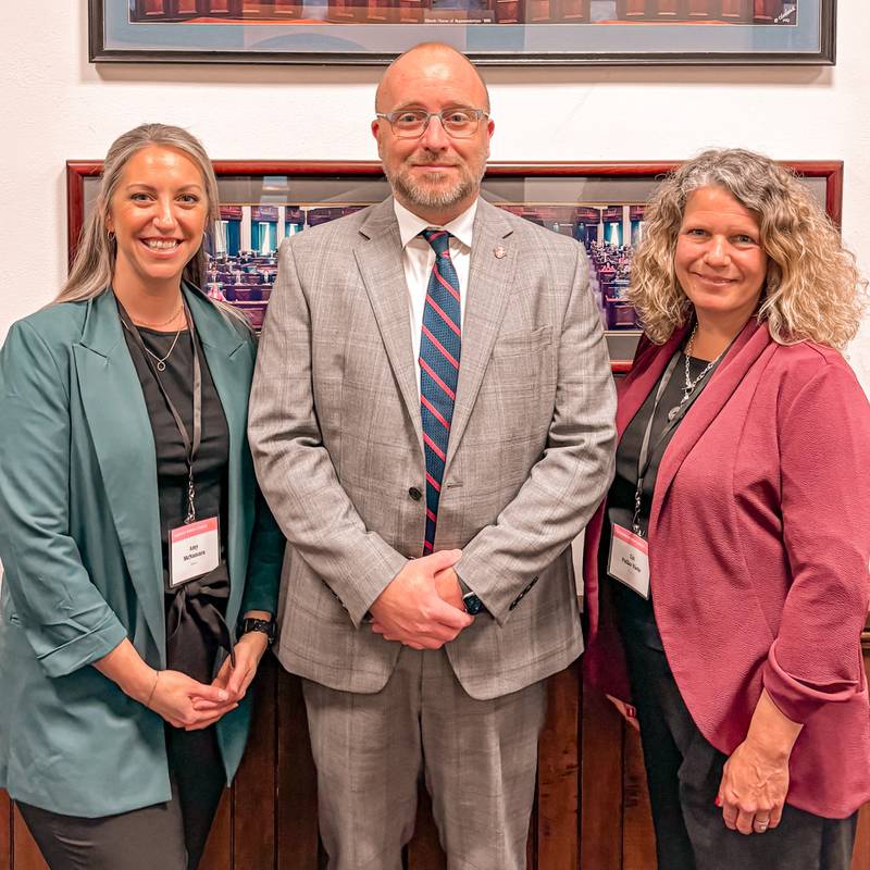 State Representative Jed Davis (R-Yorkville) with Commander Elizabeth Palko and Amy McNamara at the Emerging Women Leaders Event in Springfield.