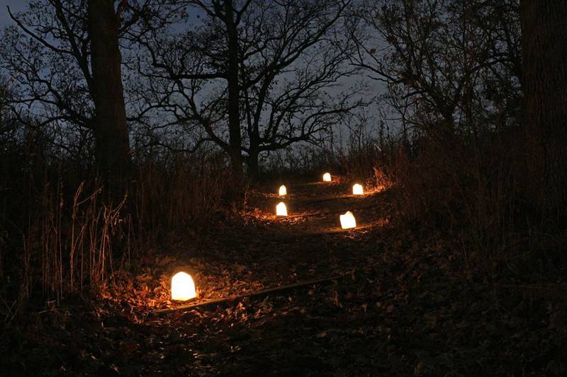 A candlelight hike was held December 2019 at the Prairieview Education Center in Crystal Lake.