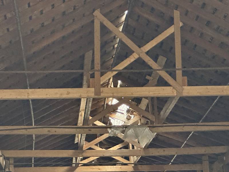 An interior photo of the Red Covered Bridge on Monday, Nov. 18, 2024 in Princeton. On Nov. 16, 2023, a semi truck caused severe structural damage on much of the 149-foot bridge that was built in 1863.