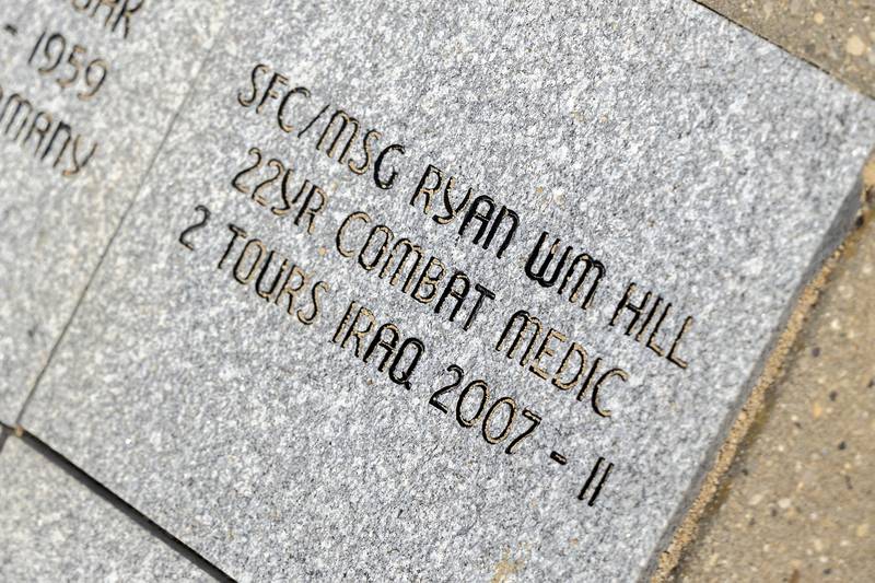 The legacy stone for Ryan W. Hill on display Sunday, June 8, 2025, at Veterans Park in Dixon.