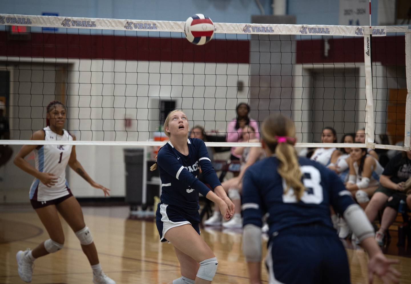 Grace Christian's Chloe Dandurand looks to make a return hit in a match against Kankakee on Monday, September 22, 2025.