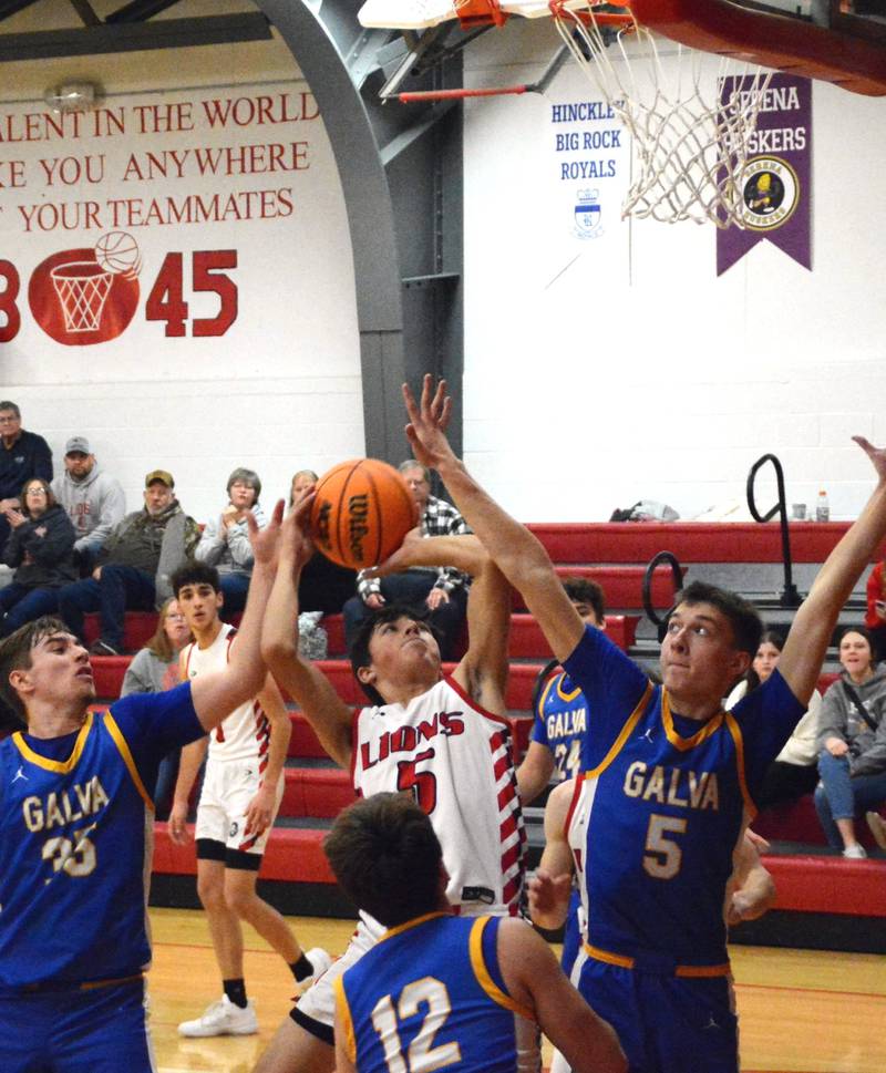 LaMoille's Braden Fischer shoots against Galva Thursday night in LaMoille.