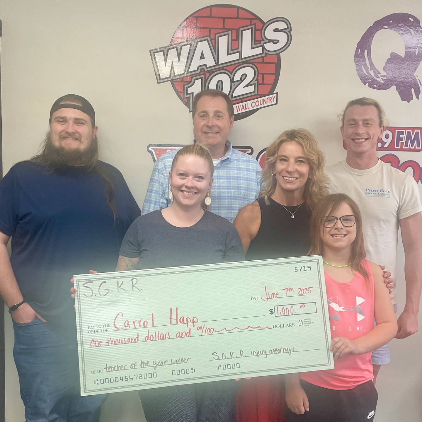 Zane Trumann (dj) Dani Holland (dj/program director), Matt Rundio (S.G.K.R), Carrol Happ (teacher), Isla Stewart (student), and Connor Hopkins (dj)