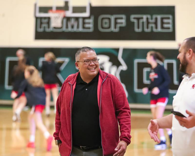 New Hinsdale Central head coach Ryan Sasis before basketball game between Hinsdale Central at York. Dec 8, 2023.