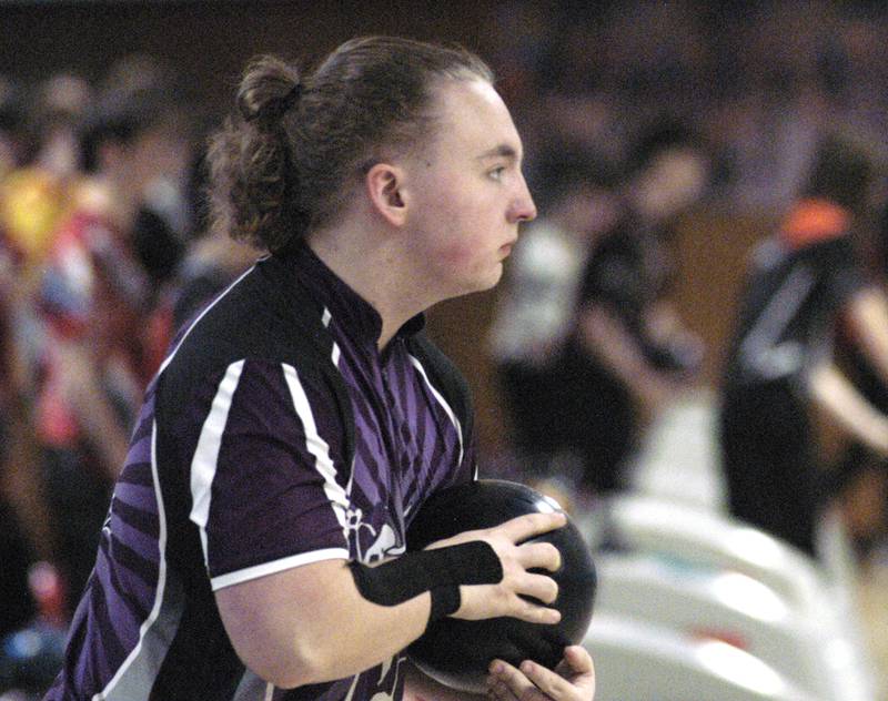 Dixon bowler Cody Geil eyes the pins. Oregon hosted the boys bowling sectional Saturday, Jan. 25, 2025 at Plum Hollow in Dixon