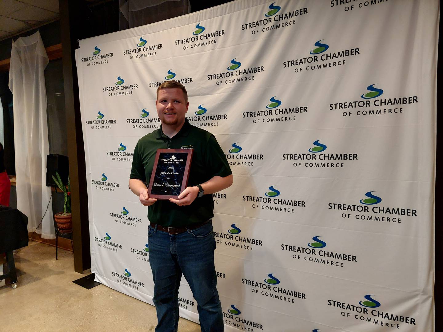 Patrick Chismarick won the Jack of All Trades award on Thursday, March 14, 2024, during the Streator Chamber of Commerce's annual awards dinner at The Eastwood.
