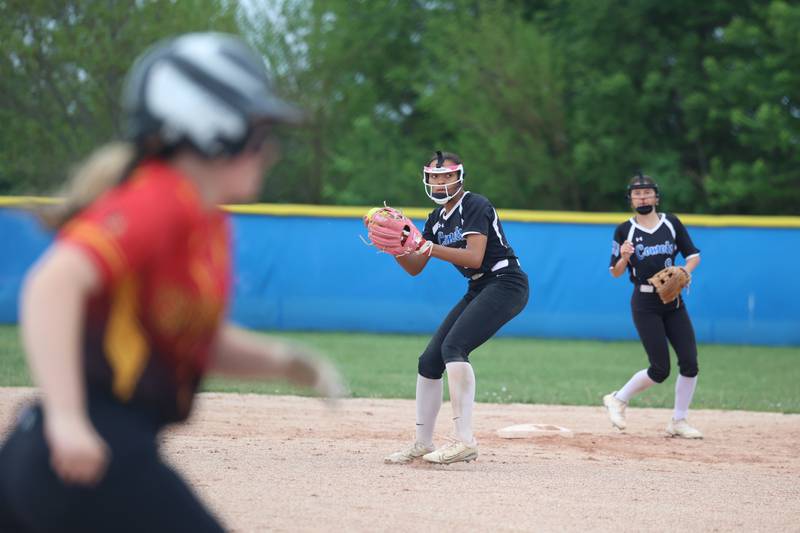 Clifton Central's Rayven Perkins looks to throw to first base during Central's 9-3 victory over St. Anne in the Class 1A Dwight Regional quarterfinal game at Central High School.