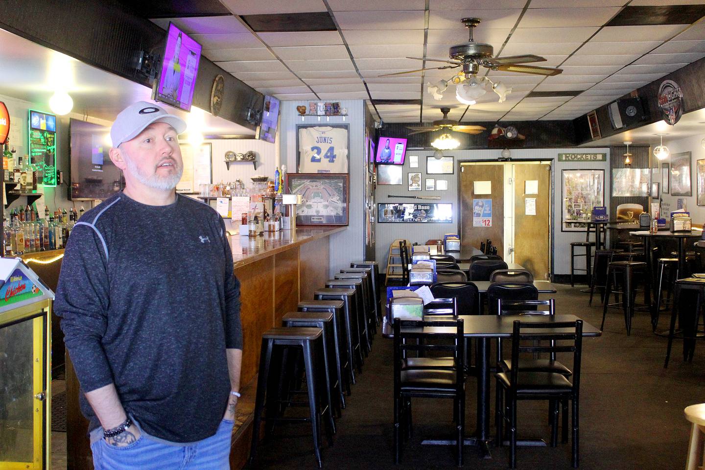 For 20 years, Justin Westfall has heard all sorts of sports discussions, nationally and locally, at JW's Third Base, his bar and restaurant in downtown Rock Falls. "When people go out, they're usually going to places for the atmosphere," Justin said. "They're not going somewhere just to sit there and not say anything, so when you socialize and kind of joke around with them, and become friends with them, it's what they want. I want them to walk out going, 'This place was really neat.'"