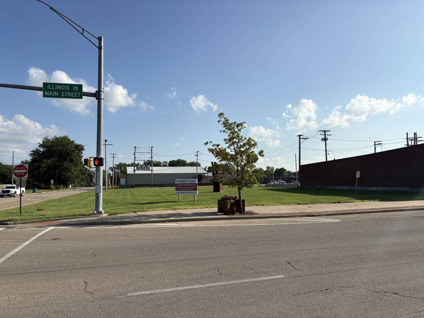 A view from across the street of the former Lipton Tea building lot on the corner of Wasson and Main streets in Streator - the future home to a new mural coming in September.