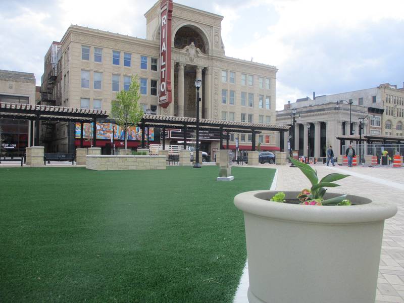 The new Joliet City Square is located across Chicago Street from the Rialto Square Theatre. April 29, 2026