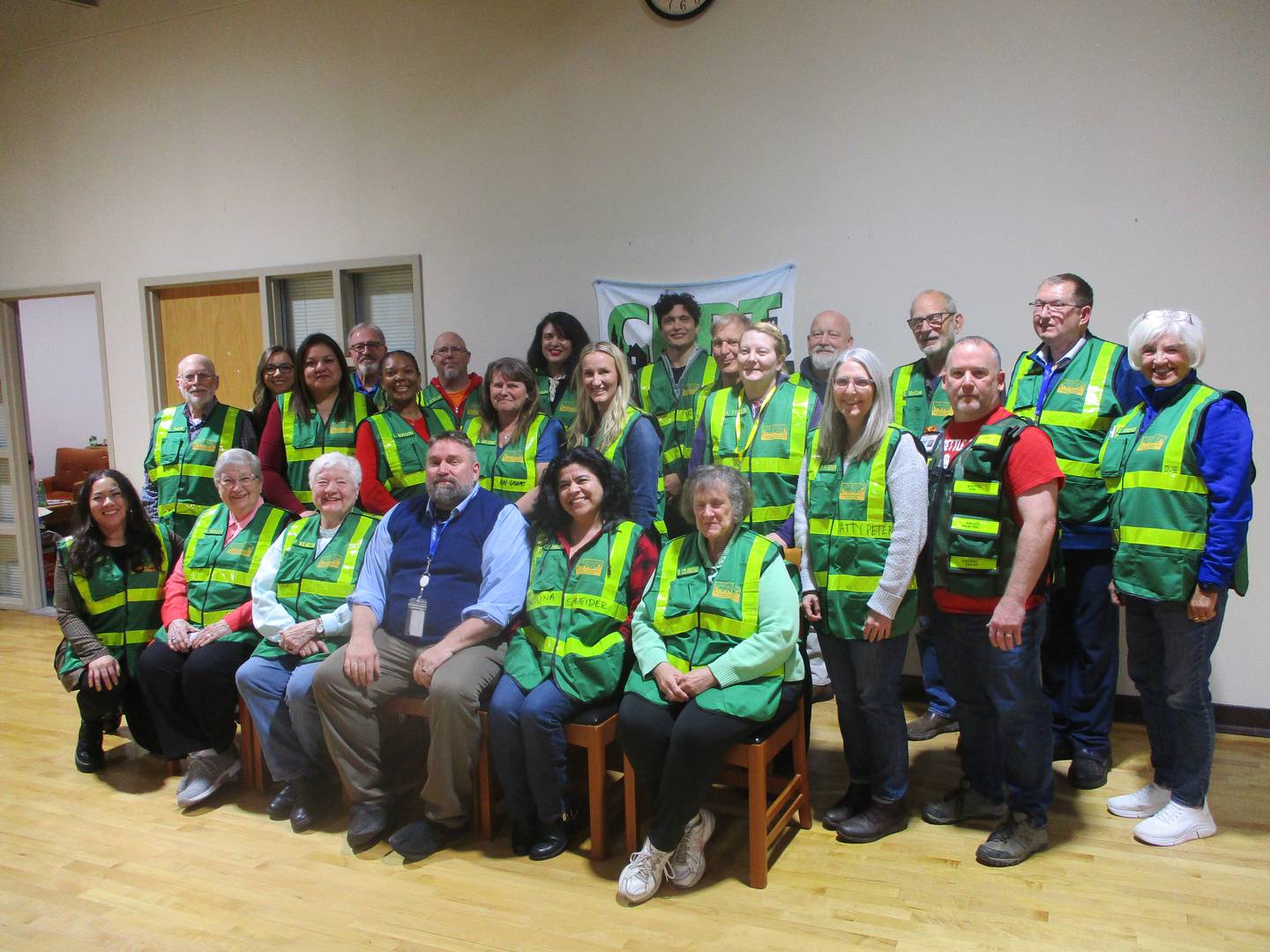 The first members of the Joliet Certified Emergency Response Team gather for a group photo during a meeting on Thursday. May 22, 2025