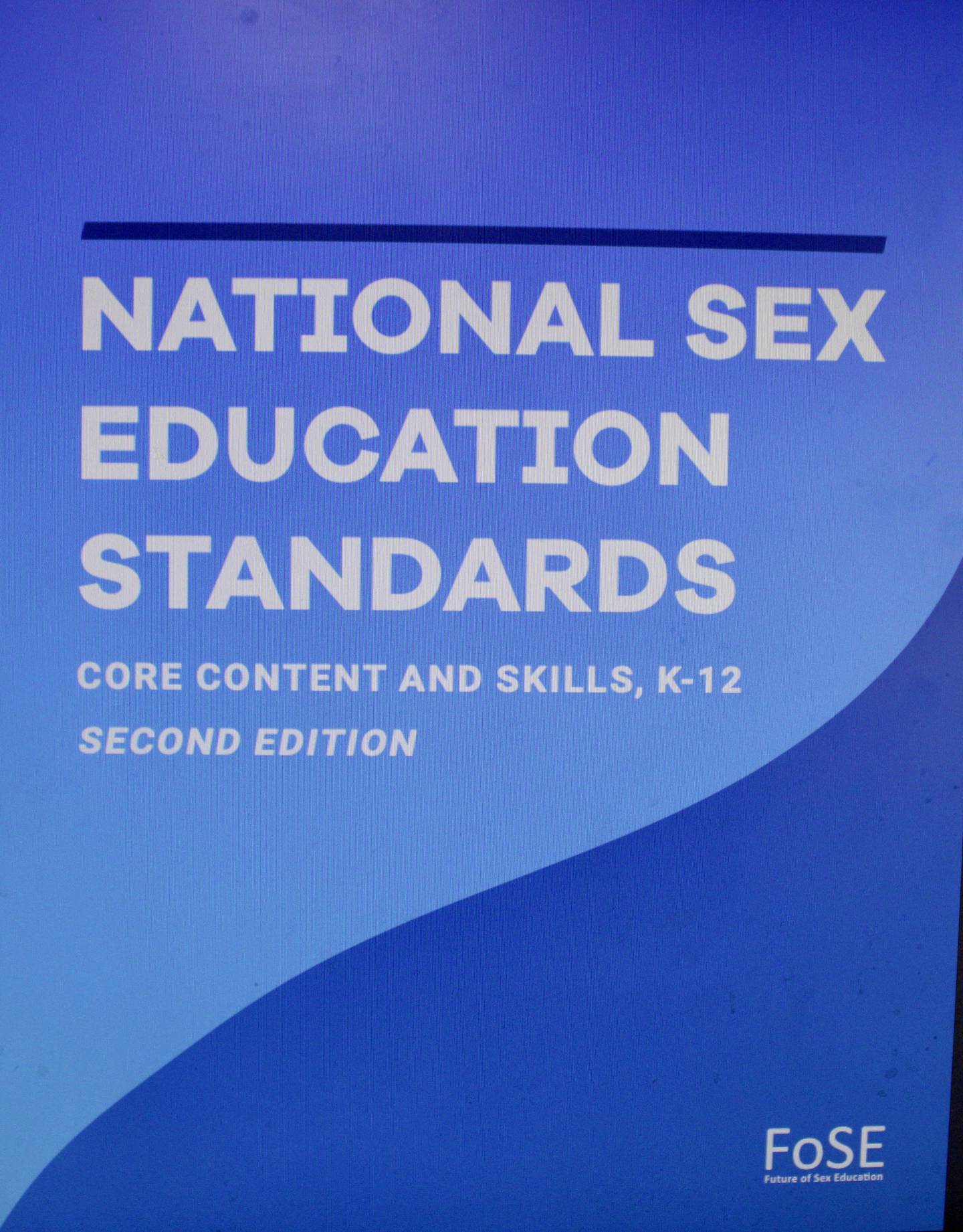 A photograph of the cover to the digital version of the National Sex Education Standards Second Edition, which the Illinois State Board of Education website is linked to.