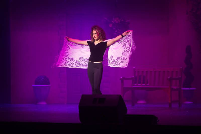 Brie Sarno, playing Katherine Minolta in the Dixon Young Actors' rendition of “Taming of the Shrew: 80s Style” sings “Edge of Seventeen” on Sunday, June 2, 2024. The group put an 80s spin on the Shakespeare classic.