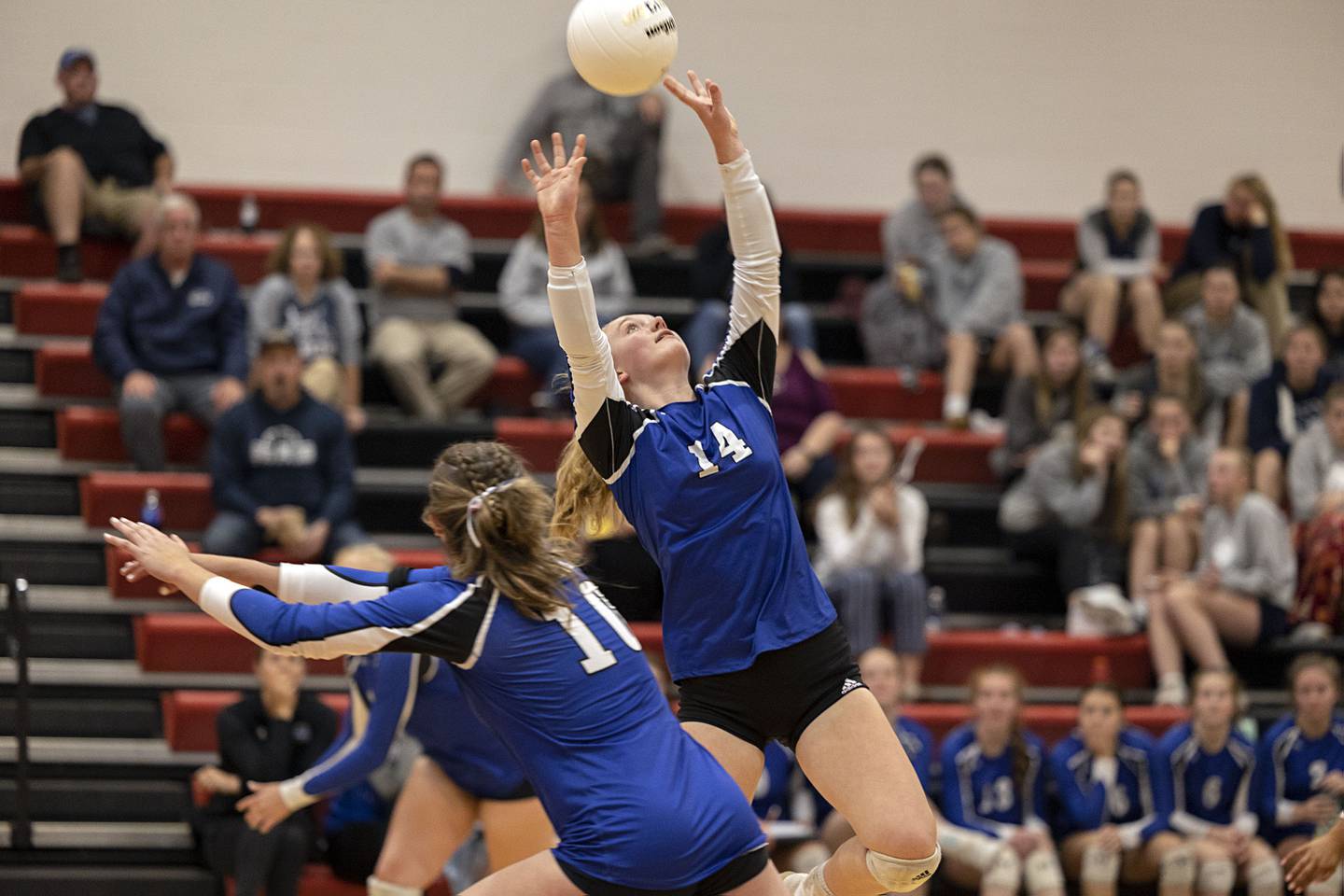 Newark’s Lauren Ulrich plays the ball in the semifinal sectional game Monday, Oct. 31, 2022 against Newman.