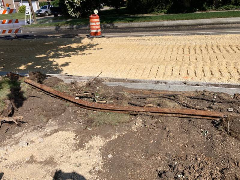 A bit of Crystal Lake history was unearthed as spur line train tracks from 1860 that were used for ice harvesting were discovered during reconstruction on Dole Avenue Thursday.