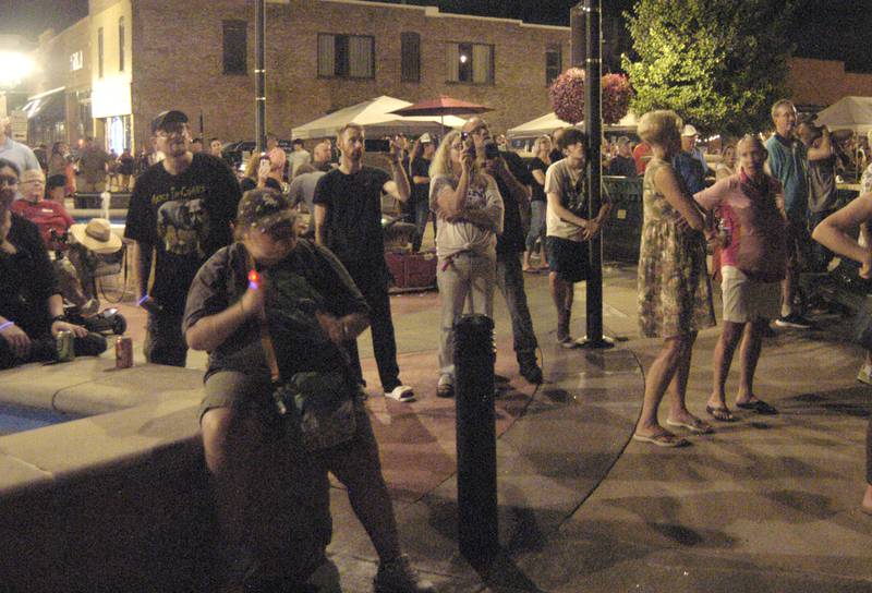 A crowd watches the drone light show at Venetian Night in Dixon on Aug. 9, 2025.