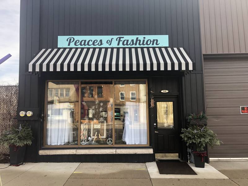 The storefront of Peaces of Fashion boutique Tuesday, Jan 10 at 918 First Street downtown La Salle.