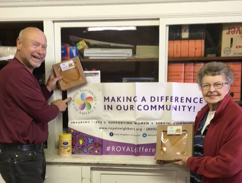 Mike Paulson of the food pantry and Joanne Nelson of NB RN. Also assisting with this project was Helen Hardesty.