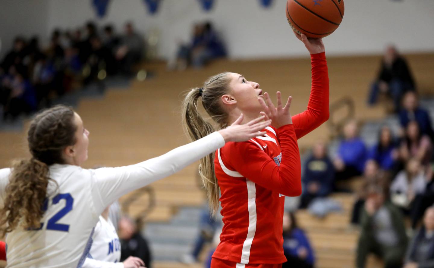 Batavia’s Kylee Gehrt puts up a shot during a game at St. Charles North on Tuesday, Feb. 7, 2023.
