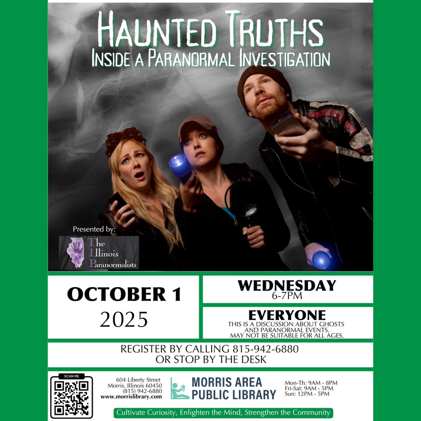 A flyer for "Haunted Truths: Inside a Paranormal Investigation", which runs at 6 p.m. Wednesday, Oct. 1.