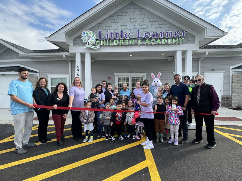 Litte Learner Children’s Academy of Minooka celebrated its grand opening March 28 with a ribbon cutting with the Channahon Minooka/Grundy County Chamber and Minooka Mayor Ric Offerman. Owners Melissa Karanjia (purple shirt fourth from left) and Zarvan Karanjia (second from right) said they have been dreaming of building this facility for years.