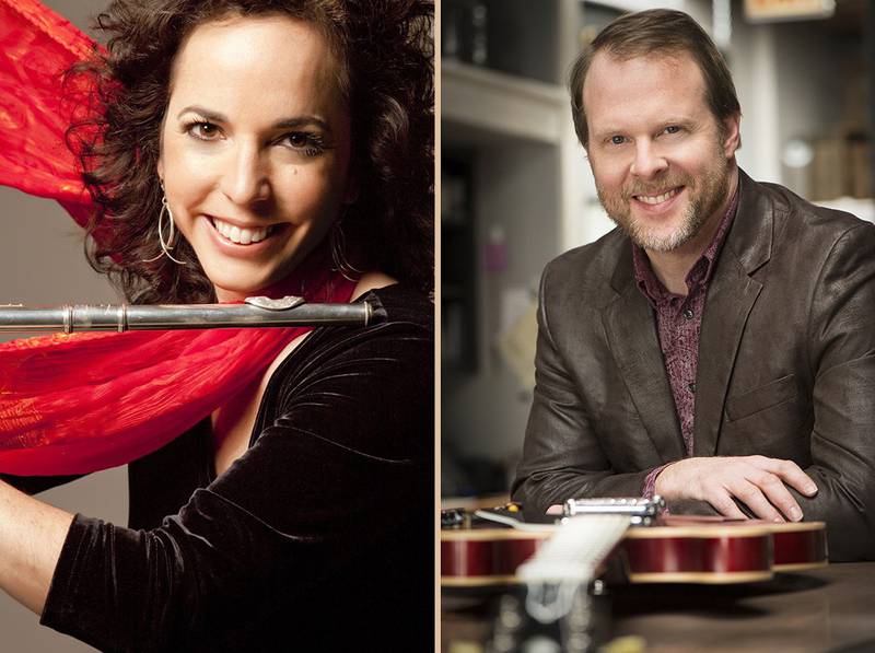 Flutist Julie Koidin and guitarist Neil Alger make up the duo group Tempero Brasileiro, which will perform at the St. Charles Public Library at 2 p.m. on June 8, 2025.
