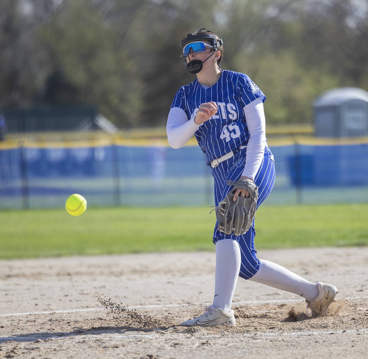 Newman’s Gianna Vance fires a pitch against Hall Monday, April, 21, 2025.