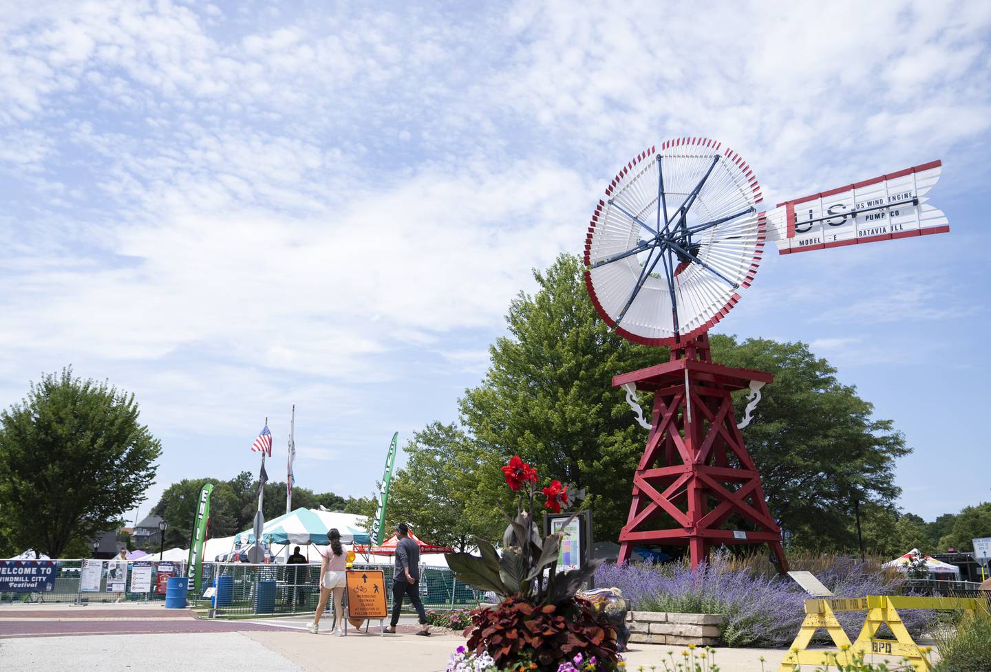 The entrance to the  Windmill City Festival on Sunday, July 14, 2024 at the Batavia Riverwalk near the Batavia Depot Museum. The festival, which took place July 12th-14th, featured a number of activities including a carnival, artist booths, live music along with food trucks and a beer garden. Ryan Rayburn / for the Daily Herald