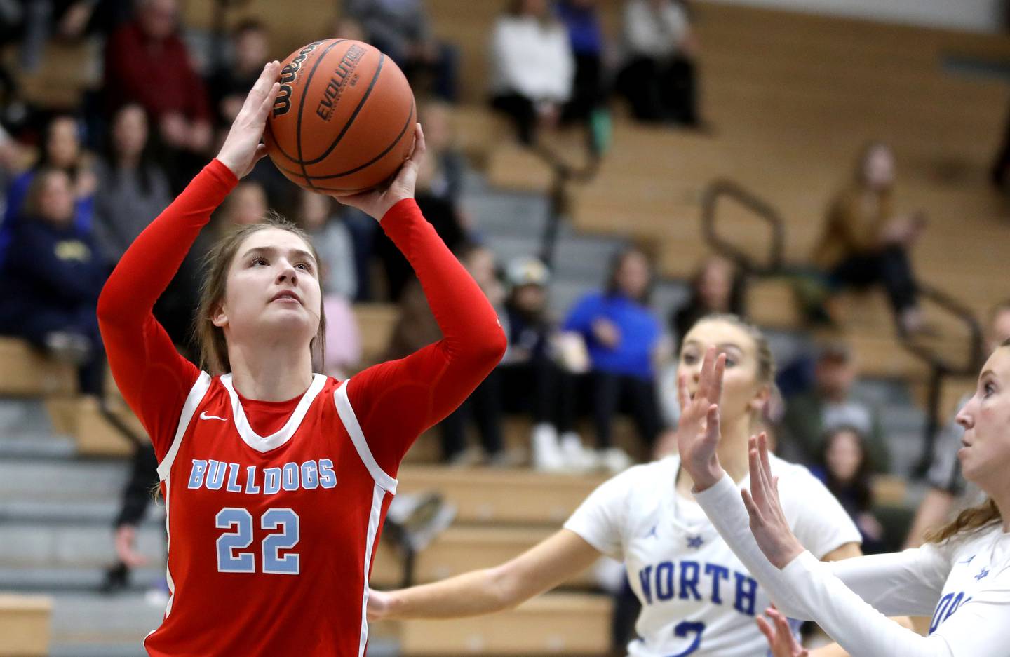 Batavia’s Ava Thomas shoots the ball during a game at St. Charles North on Tuesday, Feb. 7, 2023.