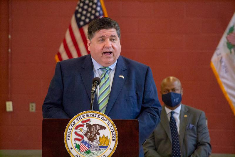 Gov. JB Pritzker is pictured in a file photo at an event in Springfield earlier this month. (Capitol News Illinois file photo by Jerry Nowicki)