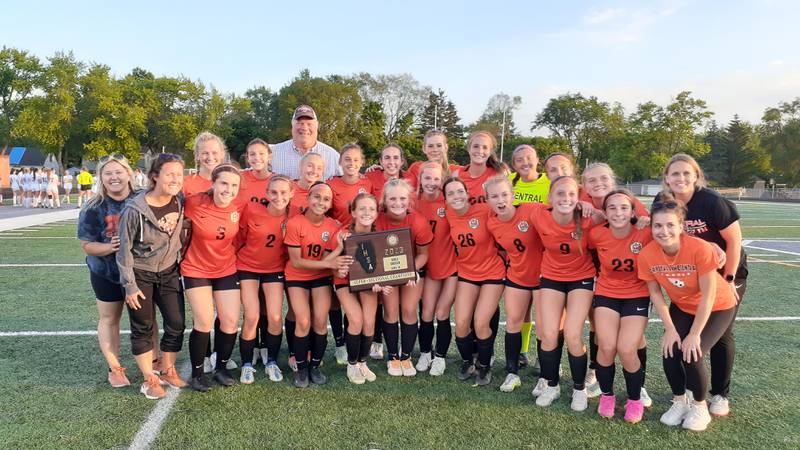 Crystal Lake Central celebrates winning the Class 2A Grayslake Central Supersectional on Tuesday, May 30, 2023.