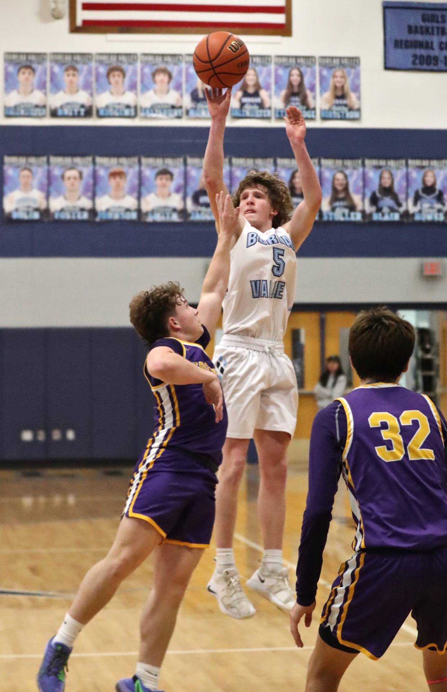 Bureau Valle's Carter Salisbury shoots against Mendota Saturday.