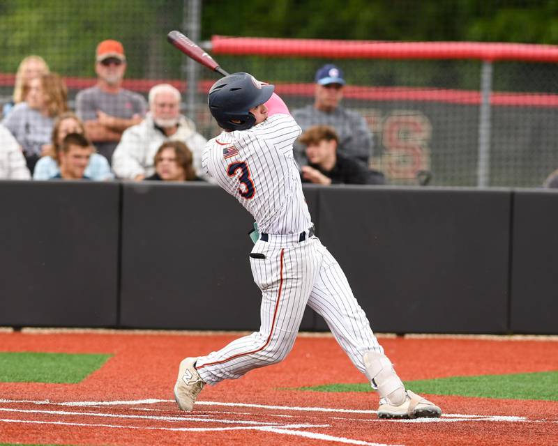 Romeoville's Karlos Otero (3) makes contact with the ball during the regional game against Yorkville on Thursday May 29, 2025, held at Yorkville High School.
