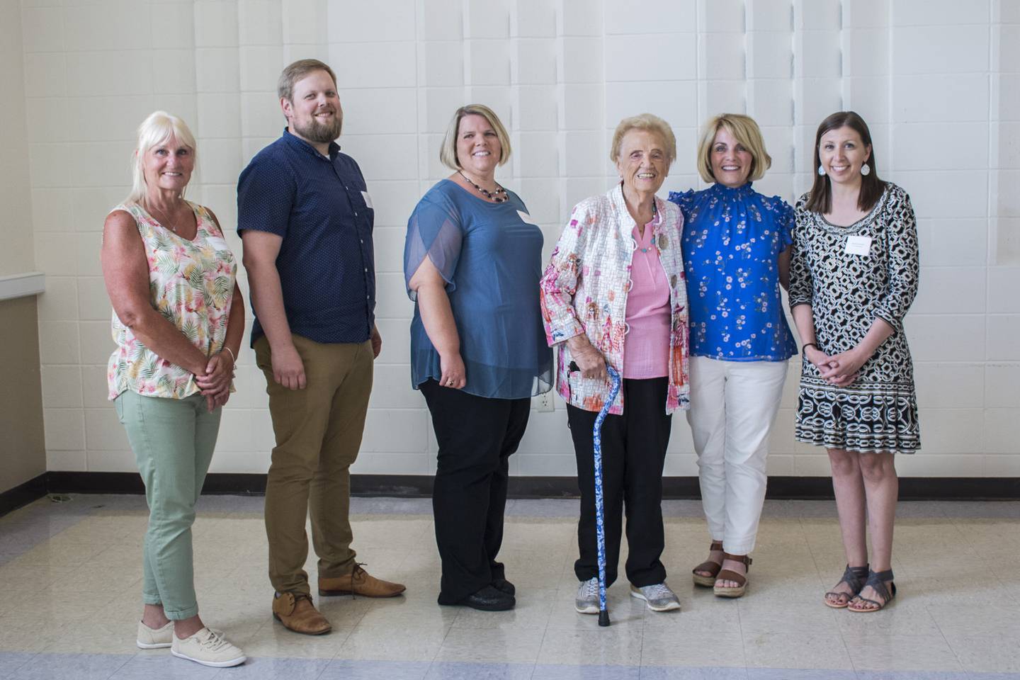 (Left to right): 2022 Excellence in Education Award recipients and donor Cindy Lauritzen, Drayton Eggleson, Karmen Ewald, Yvonne Johnson, Lisa Winters, and Nicole Stuckert.