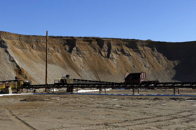 The mining face on Friday, Feb. 10, 2023, at Thelen Sand and Gravel, 28955 W. Route 173 in Fox Lake.