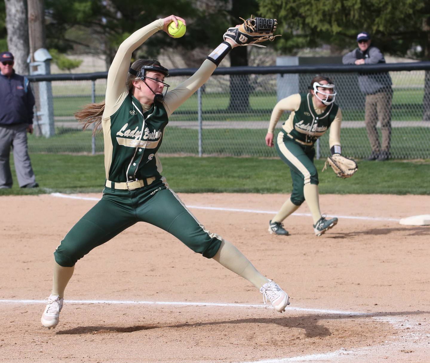 St. Bede's Ella Hermes delivers a pitch to Bureau Valley on Monday, May 1, 2023 at St. Bede Academy.