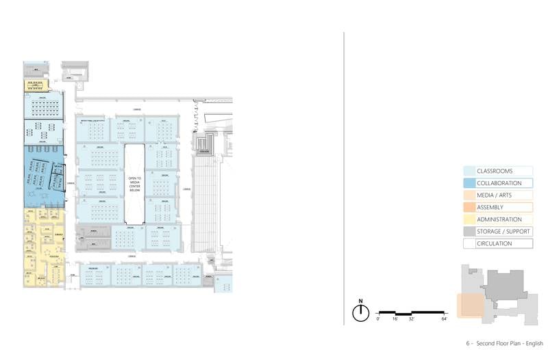 Blueprints show the updated plan for Bradley-Bourbonnais Community High School's Building Better facility project.