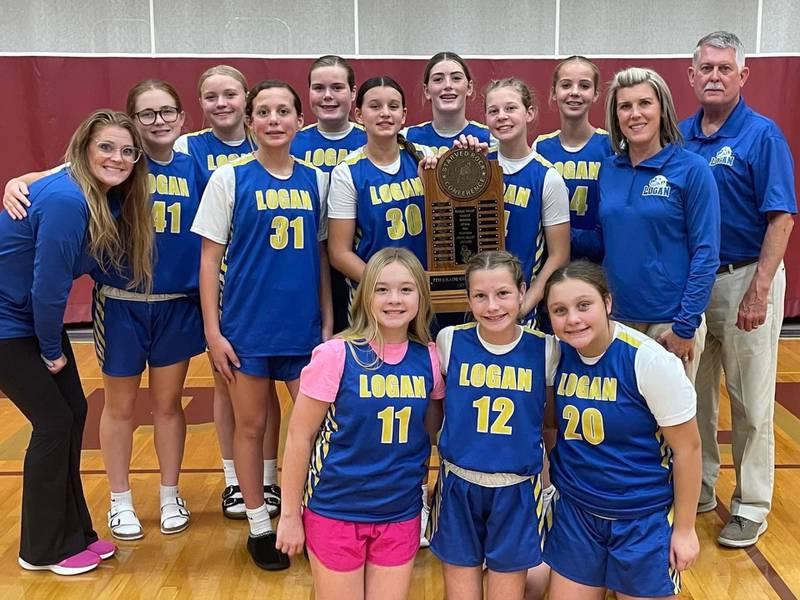 The Princeton Logan seventh-grade girls captured the SRC championship, defeating Spring Valley JFK 40-35 Thursday at Ottawa. Team members are Kalli Gasperecz, Breanna Fetzer, Kendall Keutzer, Adeleigh Seitz, Harper Sayler, Sadie Ori, Sadie Rutledge, Lydia Kyle, Sophie Harp, Layla Monier, Rockie Vires and Emma Hensley, coaches Charlie Yelm, Stephanie Monier and Katie Sayler and managers Emily Jaeger and Ellie Matlick.