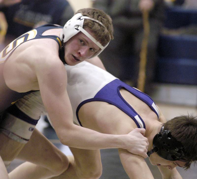 Sterling wrestler Cael Lyons looks for direction. Sterling hosted the IHSA 2A Boys Regional at Sterling. The event took place on Saturday, January 31, 2026